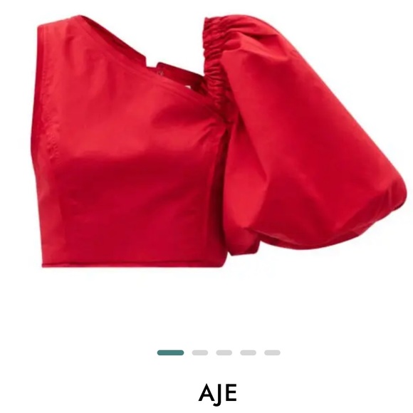 NWOT Aje Red Puff One Sleeve Top
